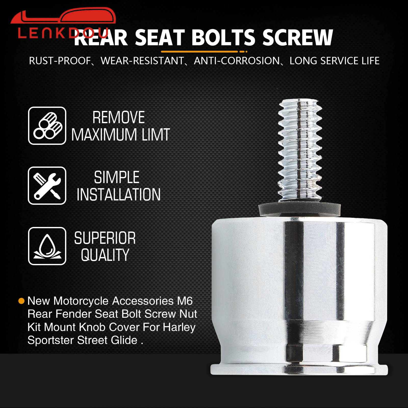 Motorcycle Rear Fender Seat Bolt Screw For Harley Sportster 96-2023 Wide Glide Street Bob Roadking Fatbob Streetbob Softail Dyna