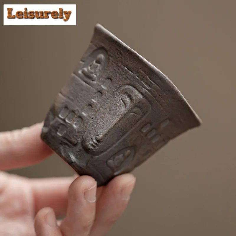 40ml Zen Shadow Buddha Old Rock Mud Teacup Traditional Tea Bowl Teacup Meditation Cup Jianzhan Master Cups for Tea Ornaments