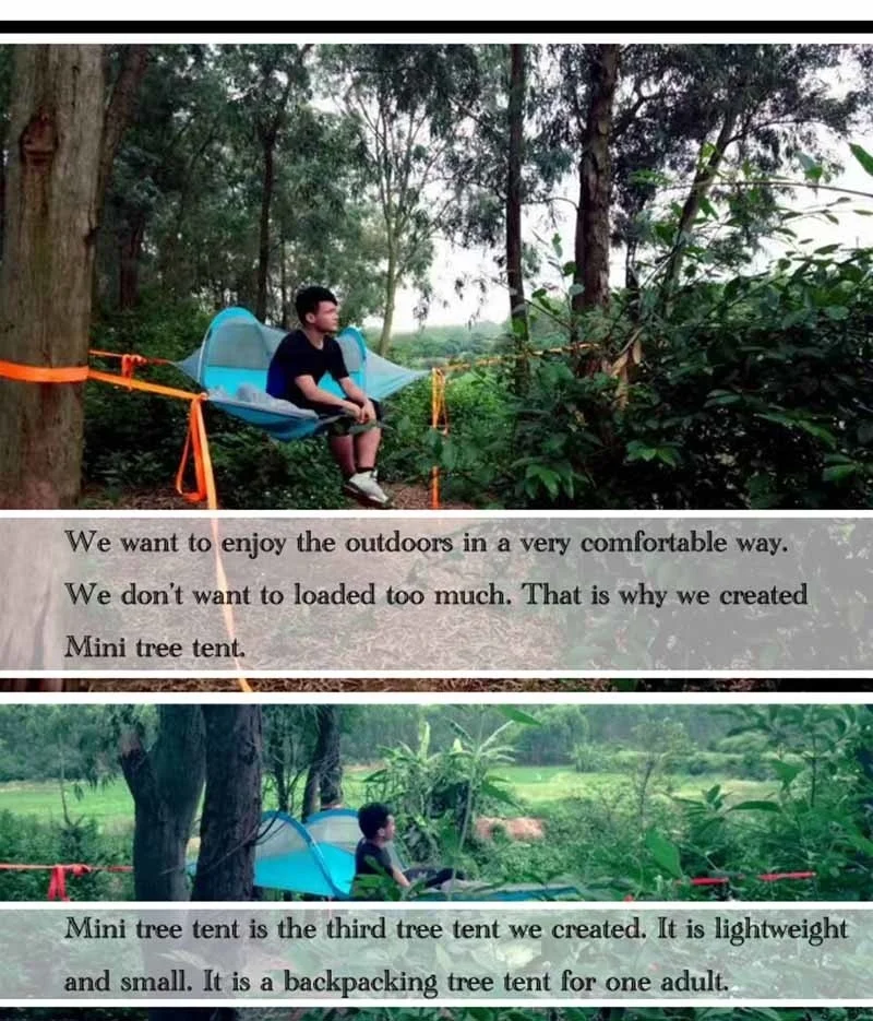 Single Person Hiking Traveling Tree Tent Outdoor Camping Tree Hammock Bed Ultralight Multi-functional Three Trees Hanging Bed