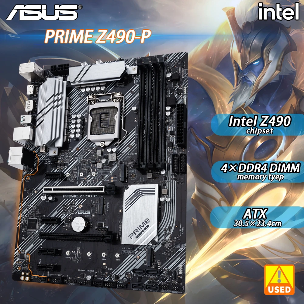 Scheda Madre Lga 1200 Usata Asus Prime Z490-P Supporto Intel Z490 Pci-E 3.0 4 X Ddr4 128Gb Con M.2 Sata Iii 6Gbps Usb 3.2 Gen 2 Atx