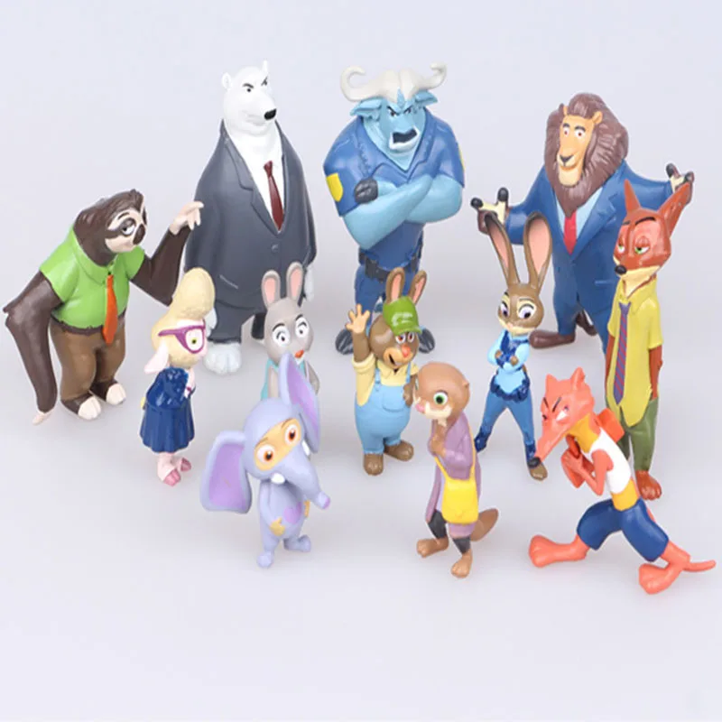 

12Pcs/Set Diseny Cartoon Zootopia Character Action Figure PVC Model Statue Dolls Girls Hobby Toy Collectible Desktop Ornament