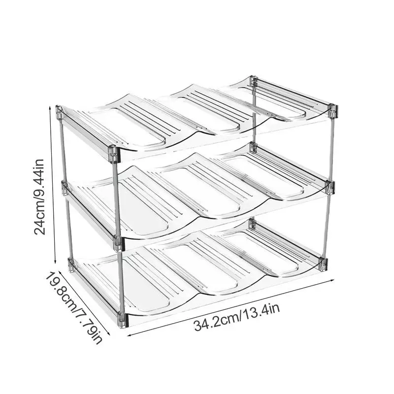 Tumbler Holder Organizer Stackable Drink Organizer For Fridge 4 Tier Transparent Large Wine Rack Display For Home Organization