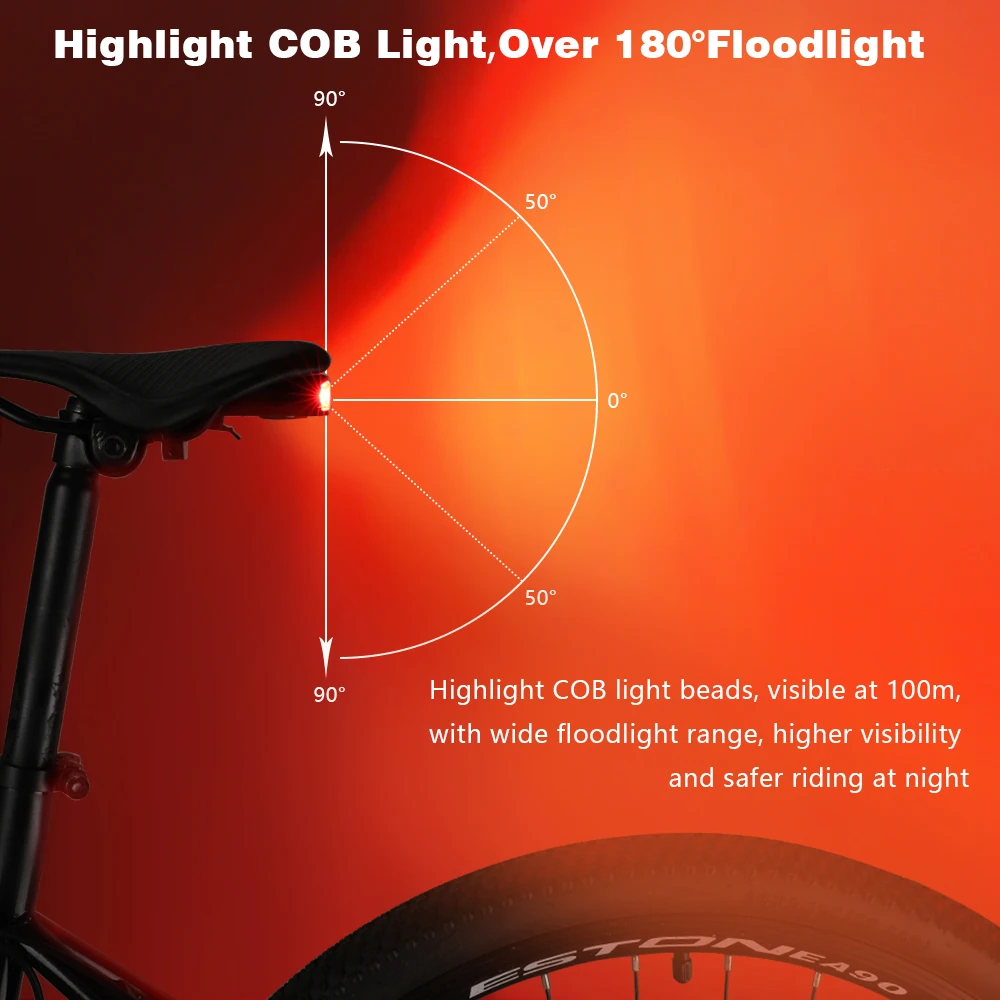 Awapow Fietslicht Anti Diefstal Alarm Draadloze Waterdichte Auto Brake Sensing Afstandsbediening Usb Fiets Achterlicht Hoorn Lamp Alarm