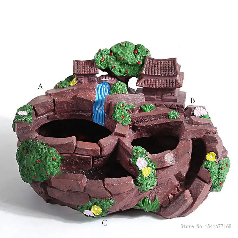 Creative Simulated Stone Resin Flowerpots, Micro Landscape, Large Caliber, Household, House, Home, Garden, Simulated, 1Pc