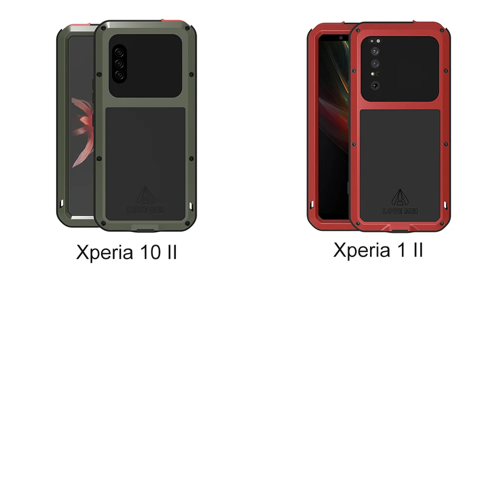 Original Love Mei Case For Sony Xperia 10 Ii Metal Armor Cover 1ii Military Grade Shockproof Silicone Funda Built-in Protector