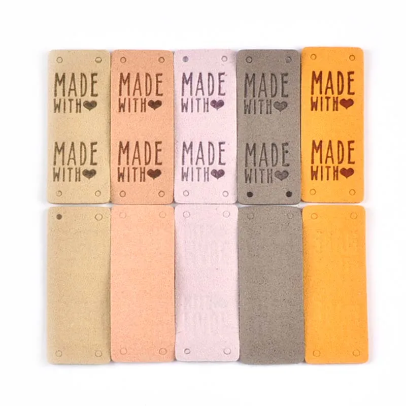 Garment Labels Sewing Labels Clothing Labels 20Pcs 2x5cm PU Cloth Handmade Embossed Tags DIY Flag Label For Garment Sewing Accessories cp3470