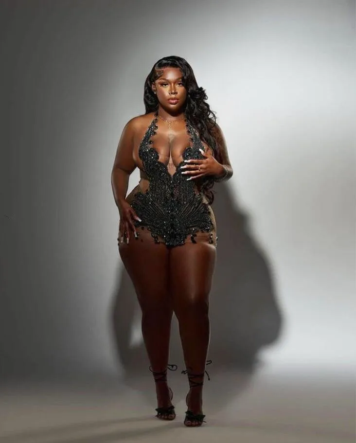 

Блестящее роскошное вечернее коктейльное мини-платье с кристаллами и бусинами, прозрачное черное платье для девушек на день рождения и выпускной, платья для женщин