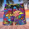 Abstract Mushroom 3D Printed Short Pants For Men Colorful Pattern Hawaii Vacation Beach Shorts Hip Hop Loose Board Shorts 3