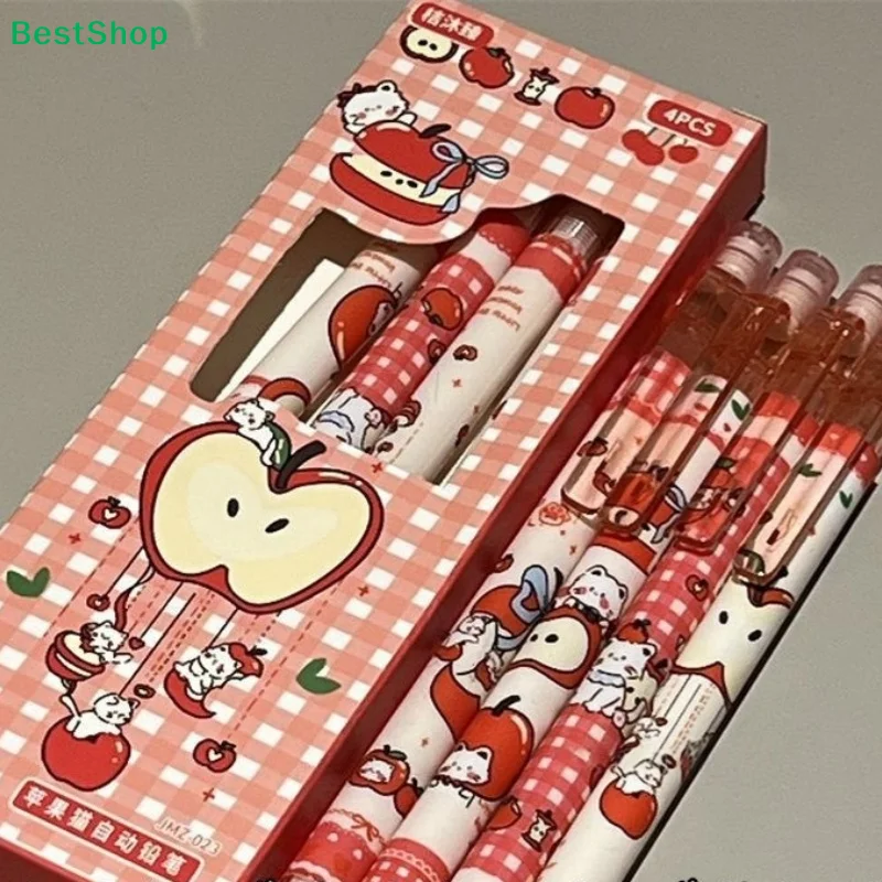 〔R〕4Pcs 0.5mm Mechanical Pencils With Eraser Smooth Writing Erasable Automatic Pencil School Office Supplies Student Stationery - 3