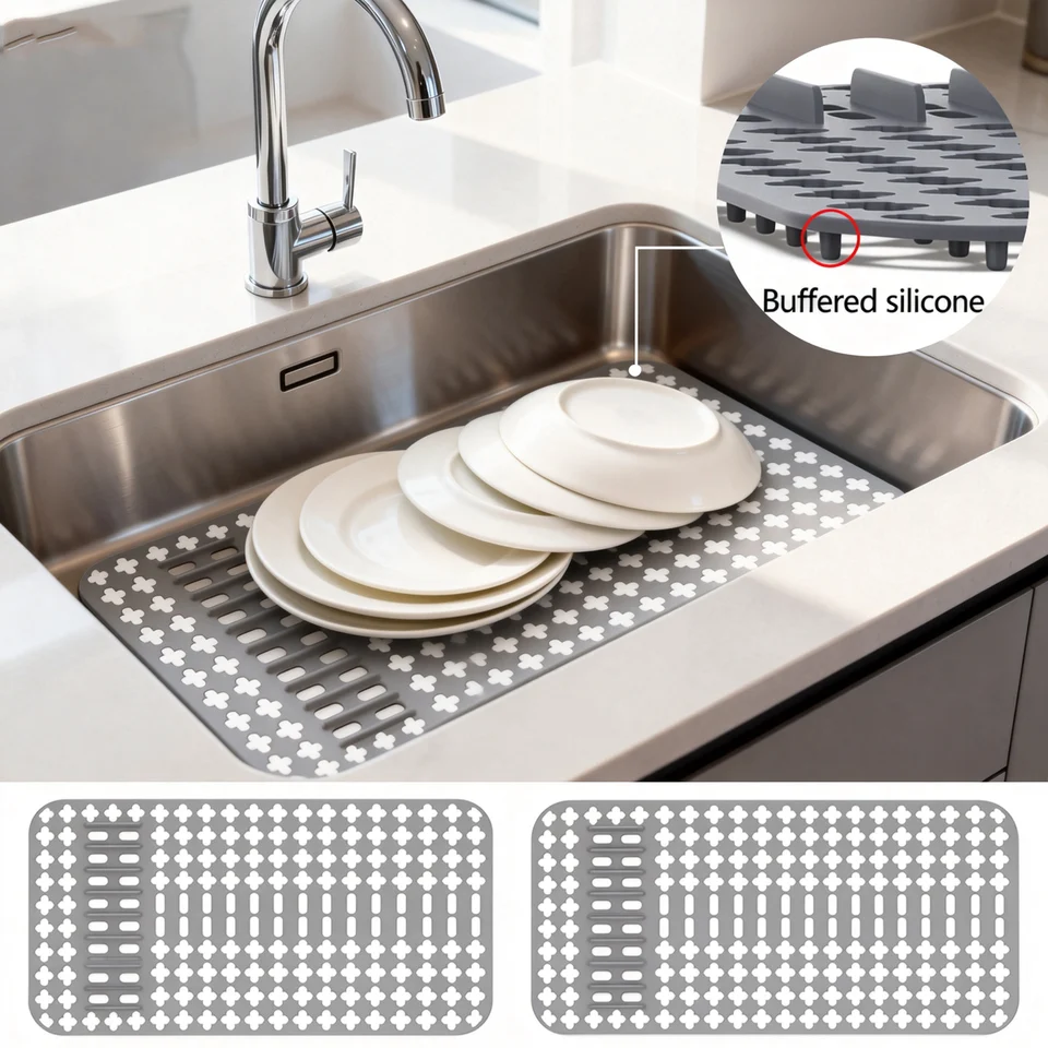 Tappetino Proteggi Lavello In Silicone, Antiscivolo E Resistente Al Calore (fino A 230°C), Tagliabile, Per Lavello Da Cucina, Griglia Di Scarico, Accessorio Multifunzione