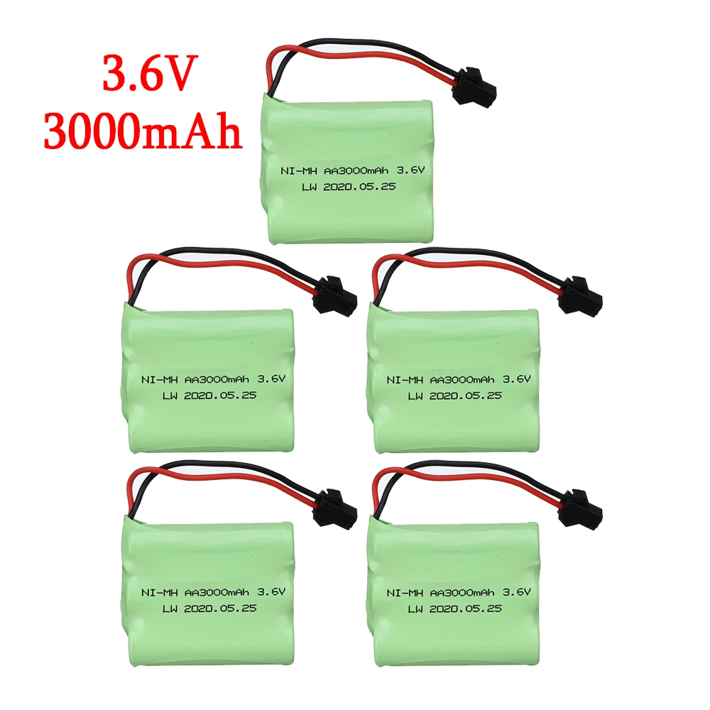 

5pcs/lot Ni-MH AA 3000mAh 3.6V Rechargeable Battery SM Plug For Rc Electric Toys Off-road Racing Car Truck Boat Spare Battery