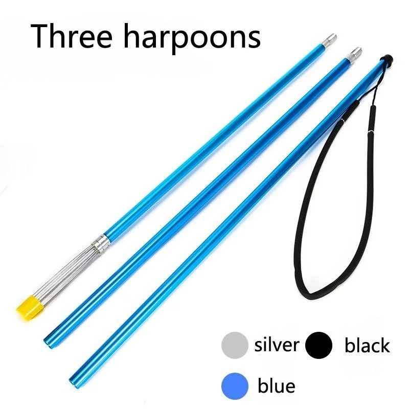 

New Blue Aluminum Alloy Detachable Three Section 2.1m Fish Fork Stainless Steel with Barbed Bar Steel Fork Hairpin Insert