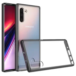 Shockproof Crystal Clear Phone Case with Soft TPU Frame and Transparent Hard PC Back for Note 10 Plus (Black)