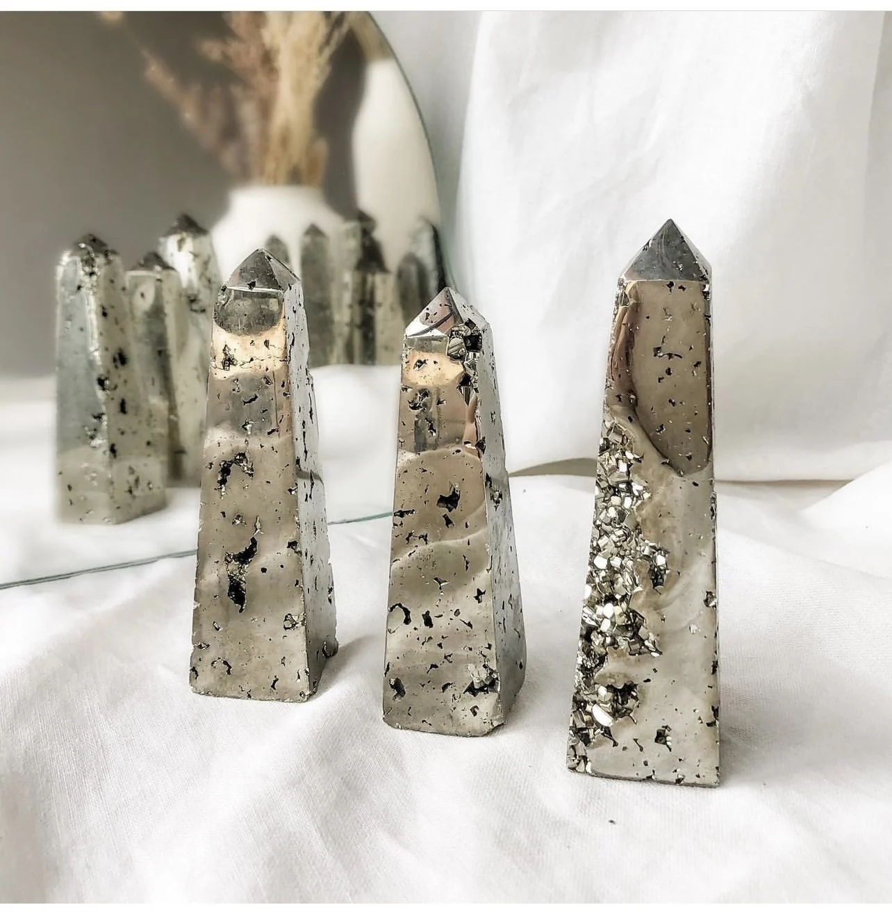 Natural Pyrite Point Crystal Healing Chalcopyrite Towers Energy Stone Reiki Obelisk Crystal Wand For Home Decor 5