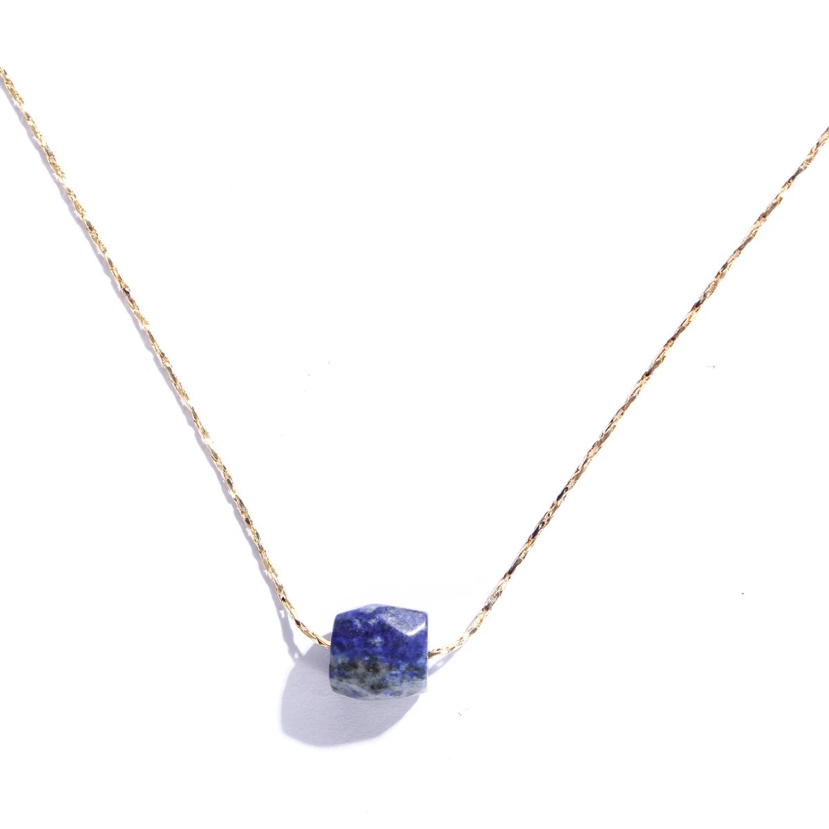 Sommer Elegante Frauen Edelstahl Halskette Lila Grün Natürliche Facettierte Mond Stein Halskette 16" – Detail 12