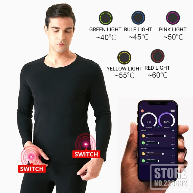 New 24 Areas Heated Underwear Suit Smart Phone APP Control Temperature USB Battery Powered Winter Thermal Outdoor Ski Jacket 2