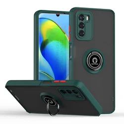 Universal Motorola Ring Case Holder Stand - Hard Protective PC Cover for Moto G41 (Dark Green)