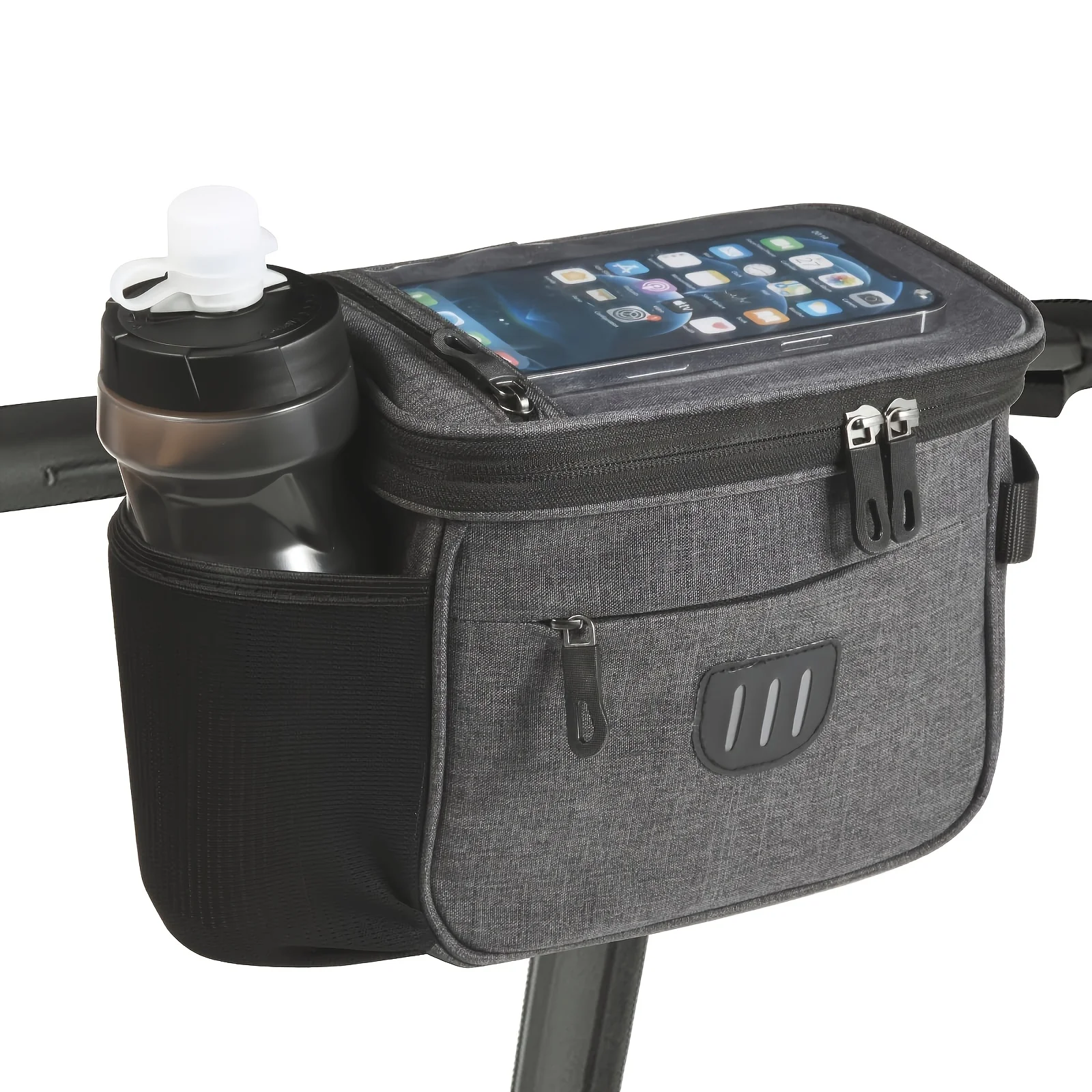 Borsa da manubrio regolabile per bici con tasca per telefono custodia frontale grande con cerniera per mantenere i tuoi elementi essenziali sicuri e accessibili