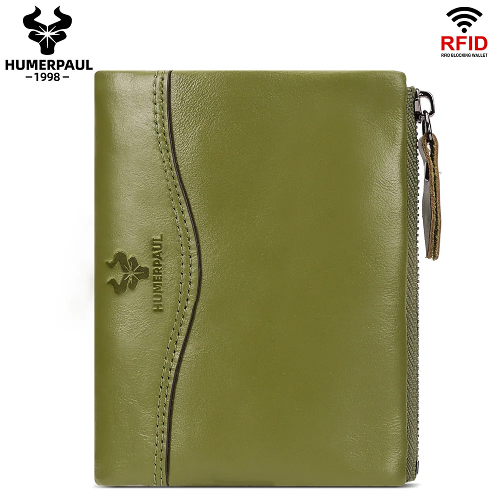 LAREET RFID-Blocking Genuine Leather Men's Wallet with Card Holder and Coin Pocket