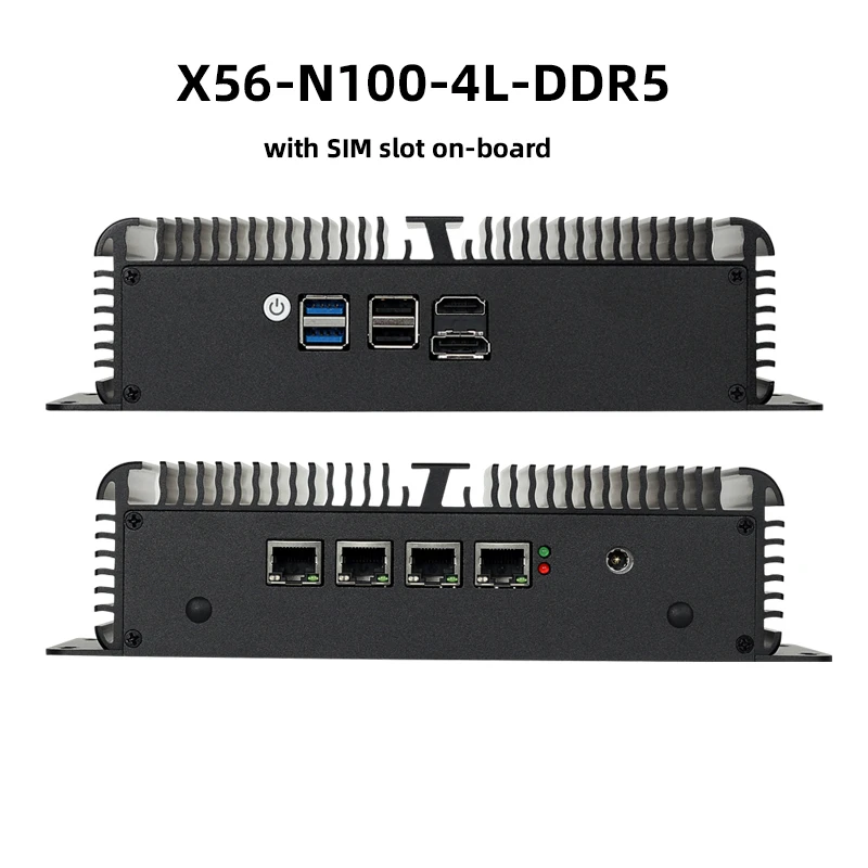 Fanless Industrial Mini PC Intel N100 Processor 4x 2.5G Ethernet Mini-PCIE Expansion WiFi 4G SIM Support Windows Linux Openwrt 5