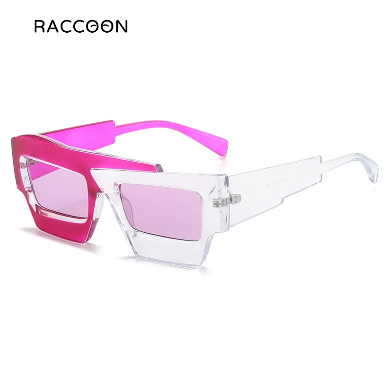 Retro Square Pilot Sunglasses - Oversized Flat Top Frame With CLEAR UV400 Lenses