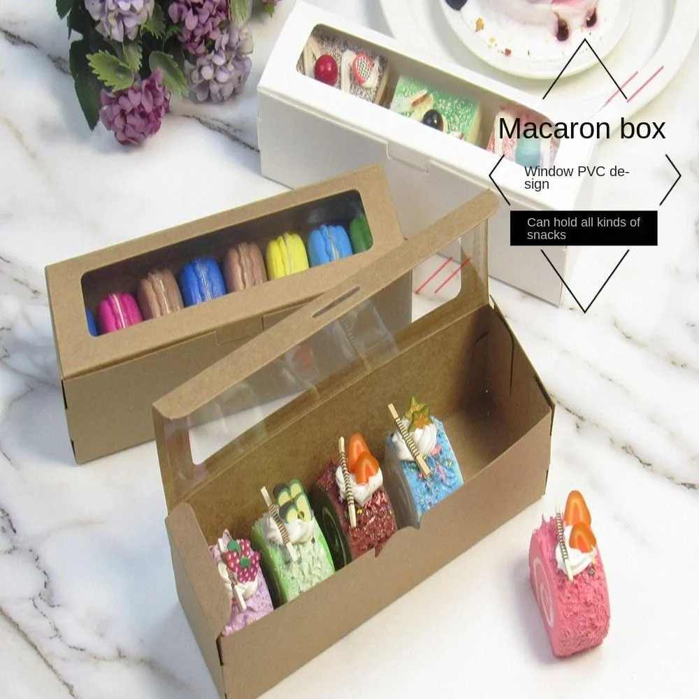 20 Stück DIY-Papierbox mit Fenster, Macaron-Geschenkbox, Kuchenverpackungsbox, Dessert, transparente Keksboxen für Hochzeit, Zuhause, Party – Detail 3
