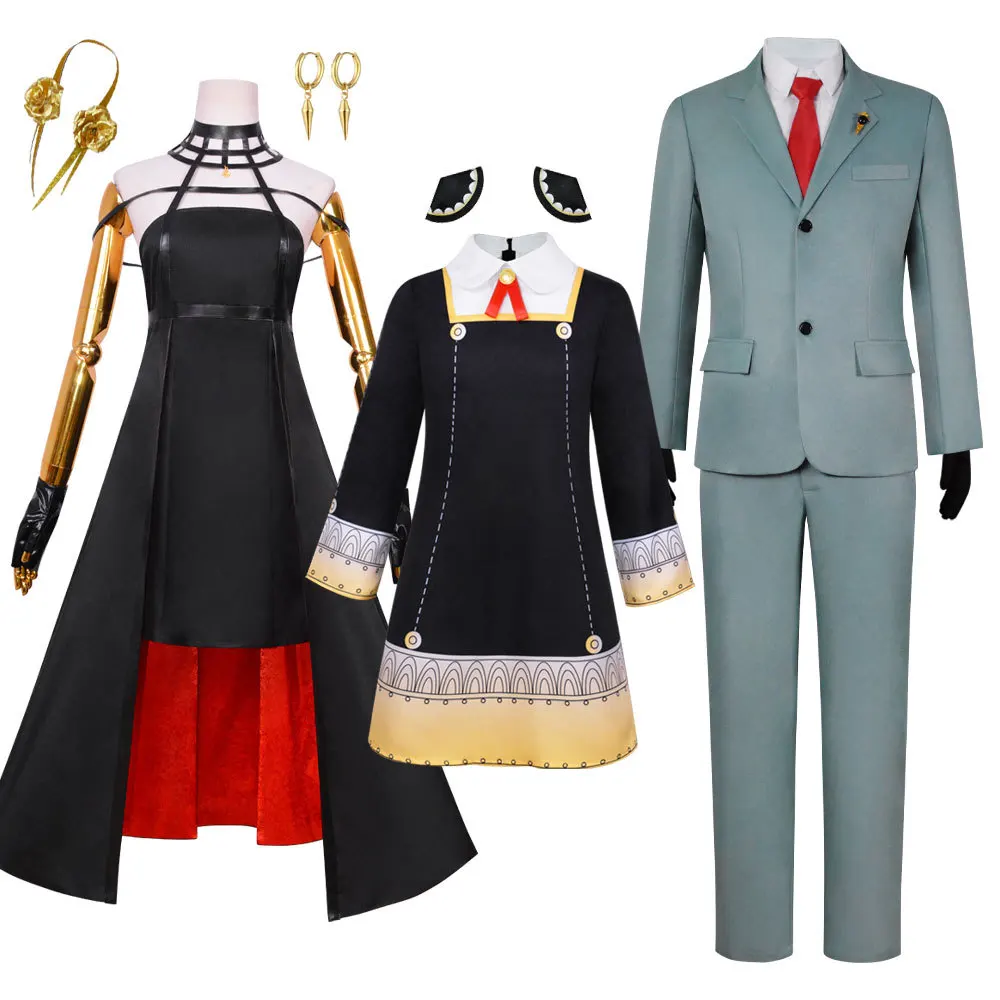 

Anime SPY×FAMILY Twilight Loid Forger Anya Forger Yor Forger Cosplay Costume Roleplaying Clothes Black Dress Suit Comic Con 2022