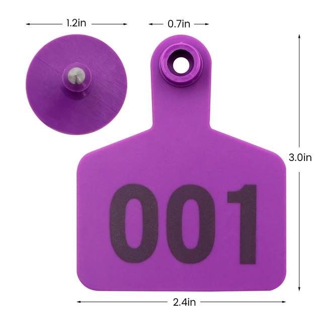 100 Etichette Orecchio Per Bestiame Numerate - TPU Verde Per Pecore, Capre, Maiali - Numeri 001-100 - Foto 9