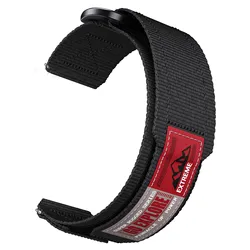 22mm Tactical Nylon Loop Sports Strap - Durable Wristband Bracelet Accessories for 22mm (Black)