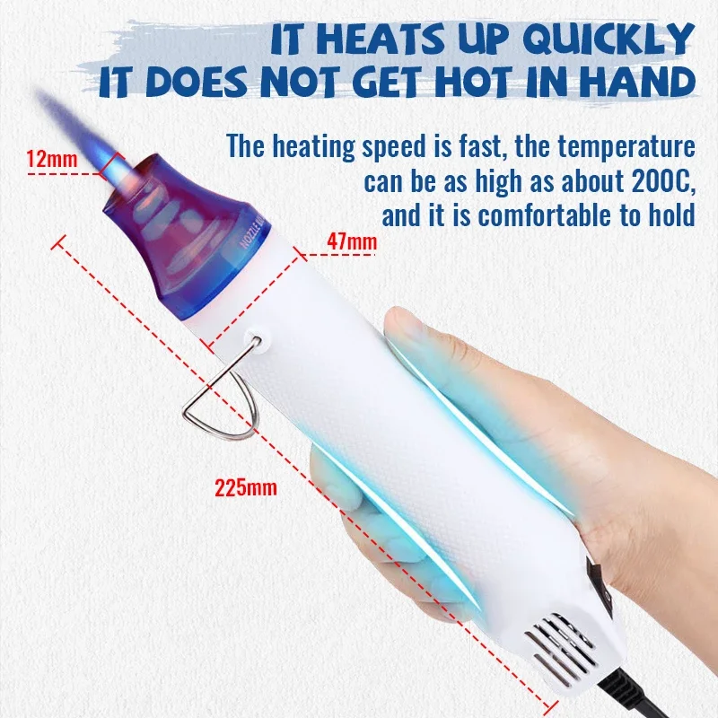 220V EU Heat Gun Mini Hot Air Gun DIY Soldering Temperature Blower Gun Electric Power Hot Dryer for Craft Shrink Tubing Car Wrap 6