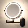 8 Inch Black Wall Mounted Bathroom Mirror 10x Magnifying Makeup Mirror Adjustable Dimming Vanity Cosmetic Mirrors with Light 2