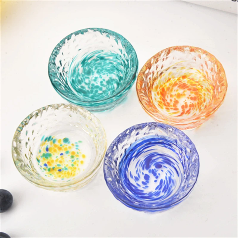 Japanese Style Glass Tea Cup Kung Fu Tea Set Household Sake Cold Wine Mug Wine Colorful Transparent Heat-resistant Small Cups