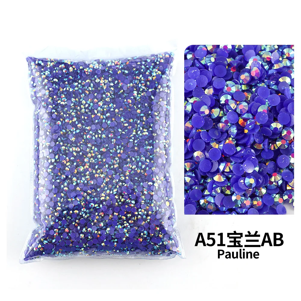 Bulk Wholesale Jelly Color AB Transparent Faceted FlatBack Resin Rhinestones for Nail Art & Garment Decoration