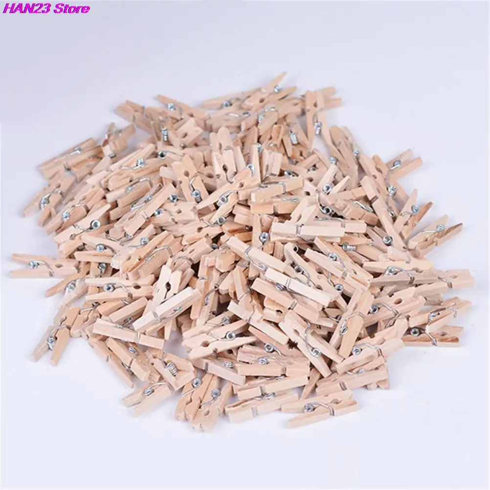 50 PCS Very Small Mine Size 25mm Mini Natural Wooden Clips For Photo Clips Clothespin Craft Decoration Clips Pegs