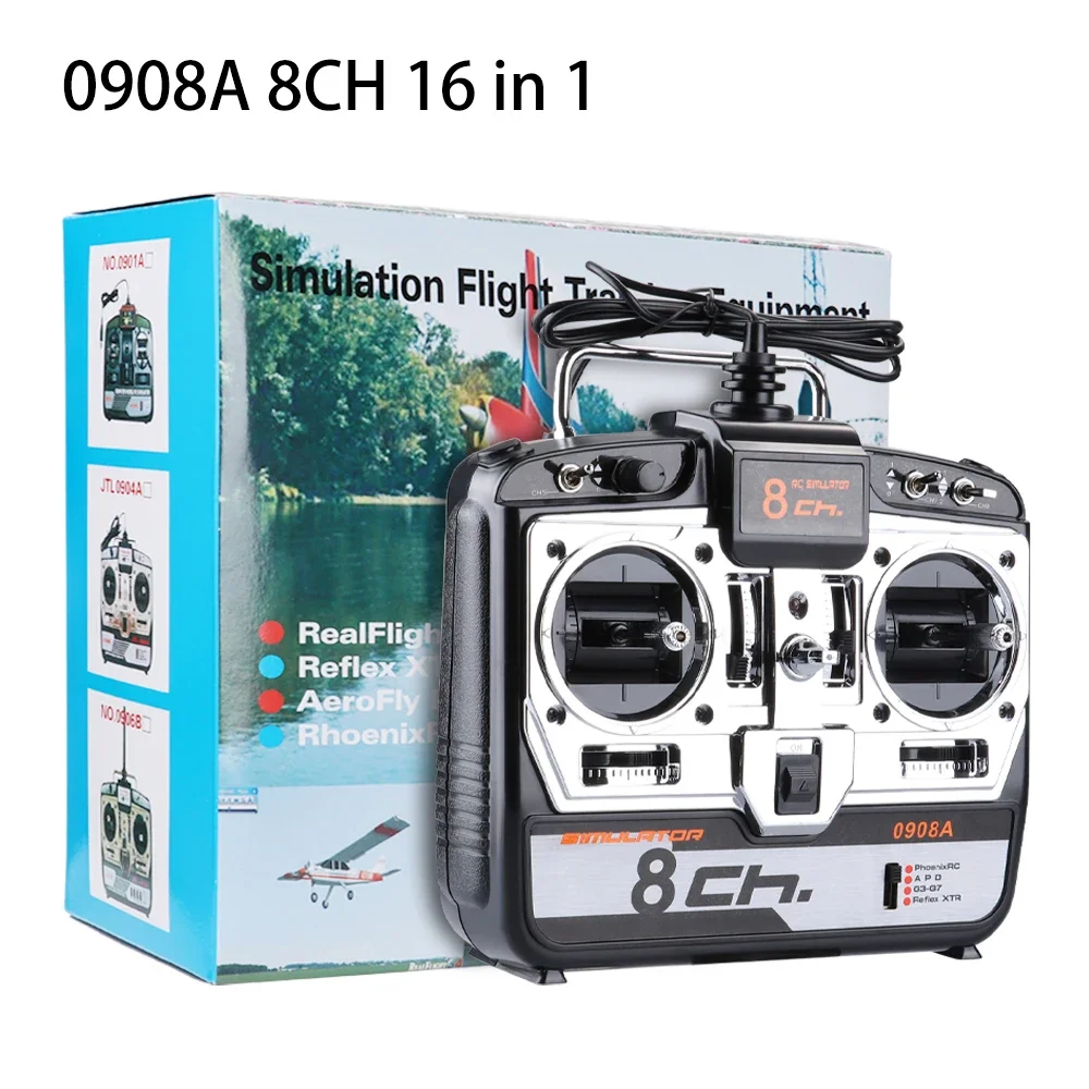 0904A / 0908A 6-8CH 16 in 1 RC Flight Simulator W/CD Support G7 Phoenix 5 XTR for RC FPV Racing Drone Helicopter Quadcopter