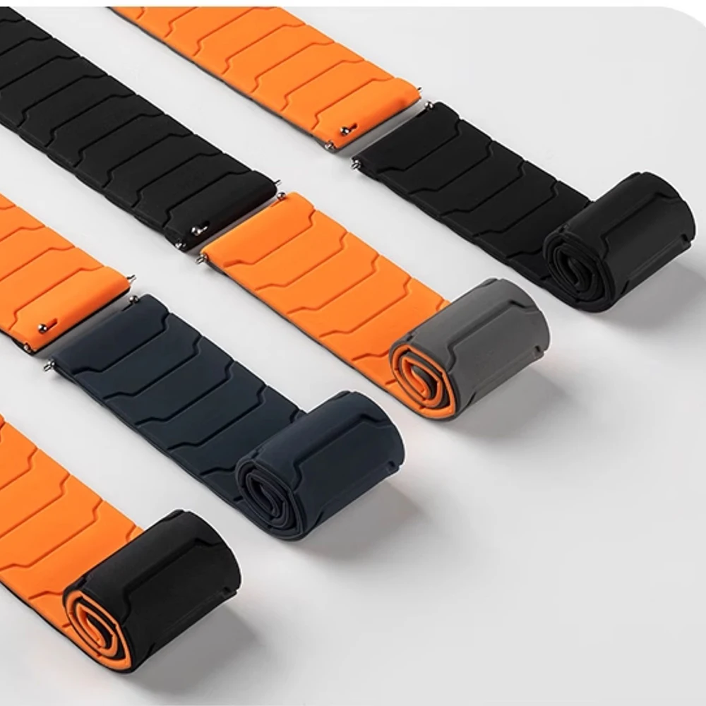 Magnetic Silicone 22mm Watch Strap Bracelet in Black