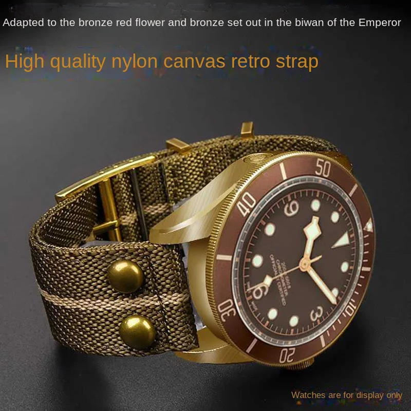 

Suitable for Tudor Qicheng Biwan series bronze flower small red flower 1958 black gold IWC nylon canvas watch strap 22mm