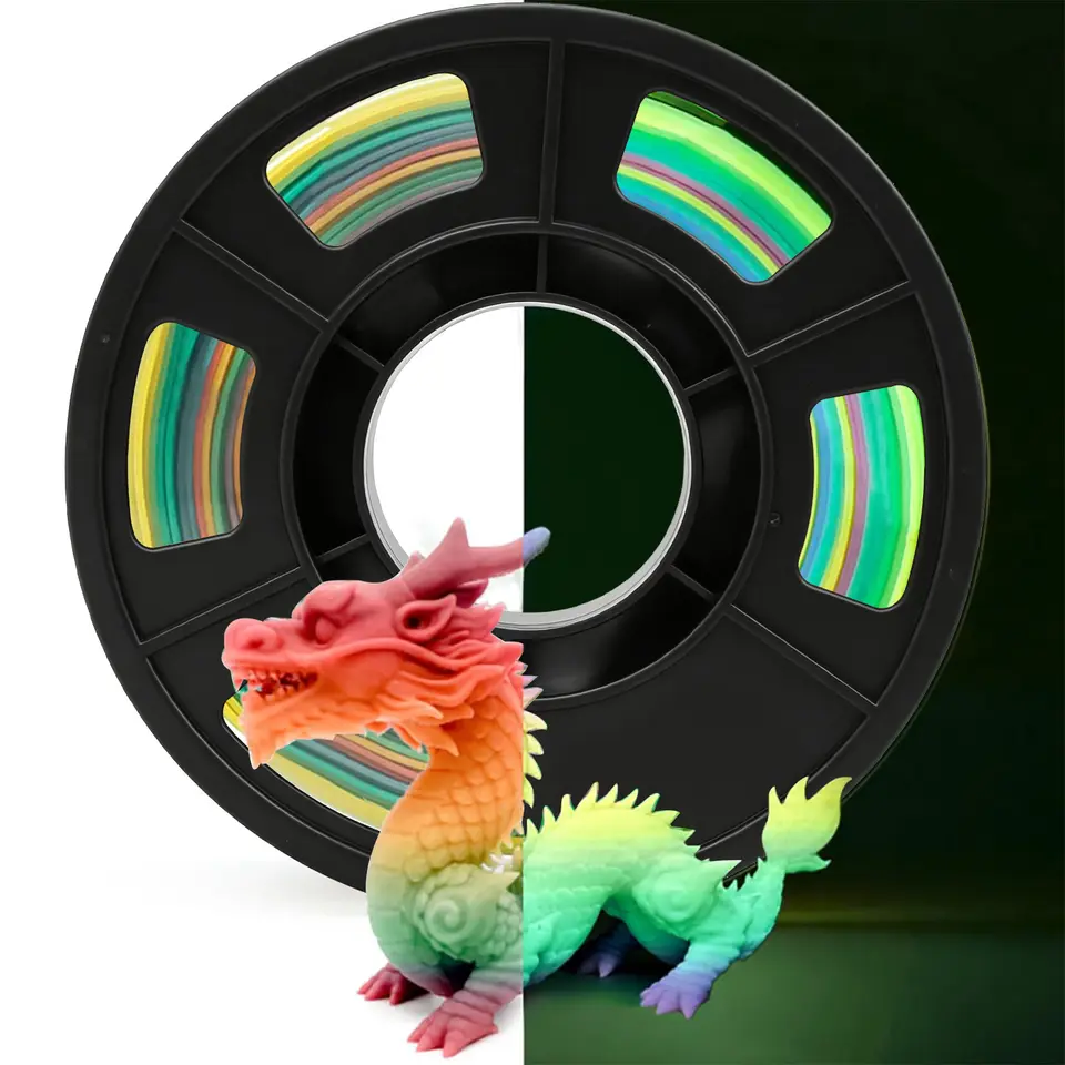 250g Glow in The Dark Filament Multicolor, Green, Blue, Purple and Rainbow, PLA Filament 1.75 mm, 3D Printer Filament Bundle image 10