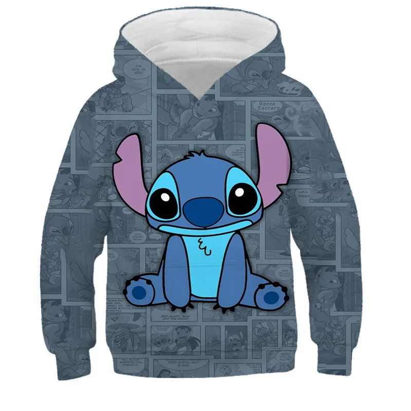 4-14 Year Children Anime Sweatshirt Boys Girls Lovely Stitch Hoodies Boys Clothes Print Cartoon Graphic Kids Kawaii Streetwear