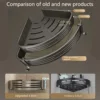 1-2PCS Shower Corner Shelf with Hook Towel Bar No Drill Space Aluminum Shower Storage Rack Bathroom Organizer 5