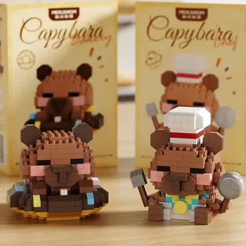 Cute Capybara DIY Small Building Blocks Anime and Cartoon Assembly Action Models Decorative Toys and Birthday Surprise Gifts 1