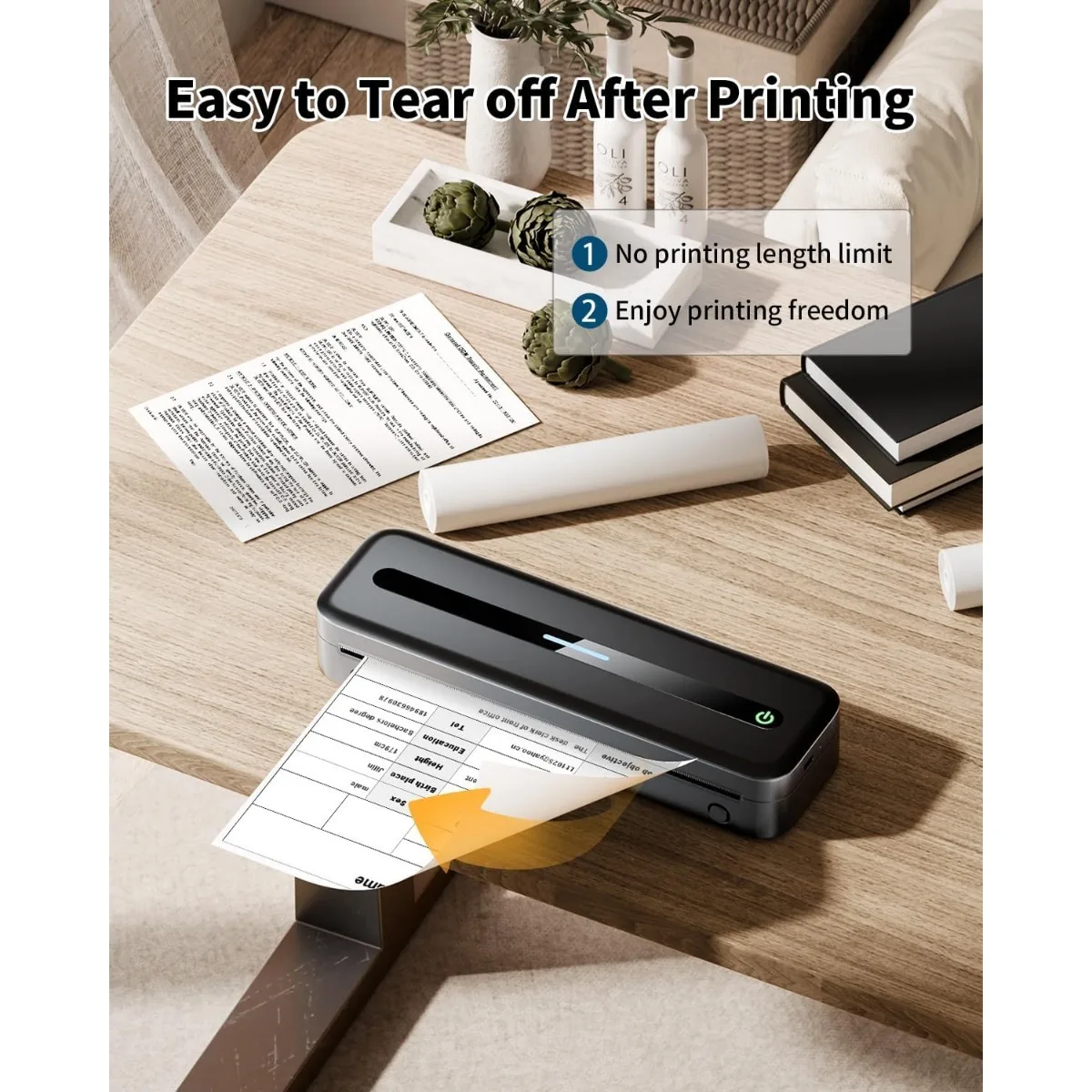 A4 Continuous Thermal Paper Roll - 8.27”/210mm Quick-Dry Printer Paper, For M832 M831 M833 M834 M835 Printer 255.91”/6.5m Long