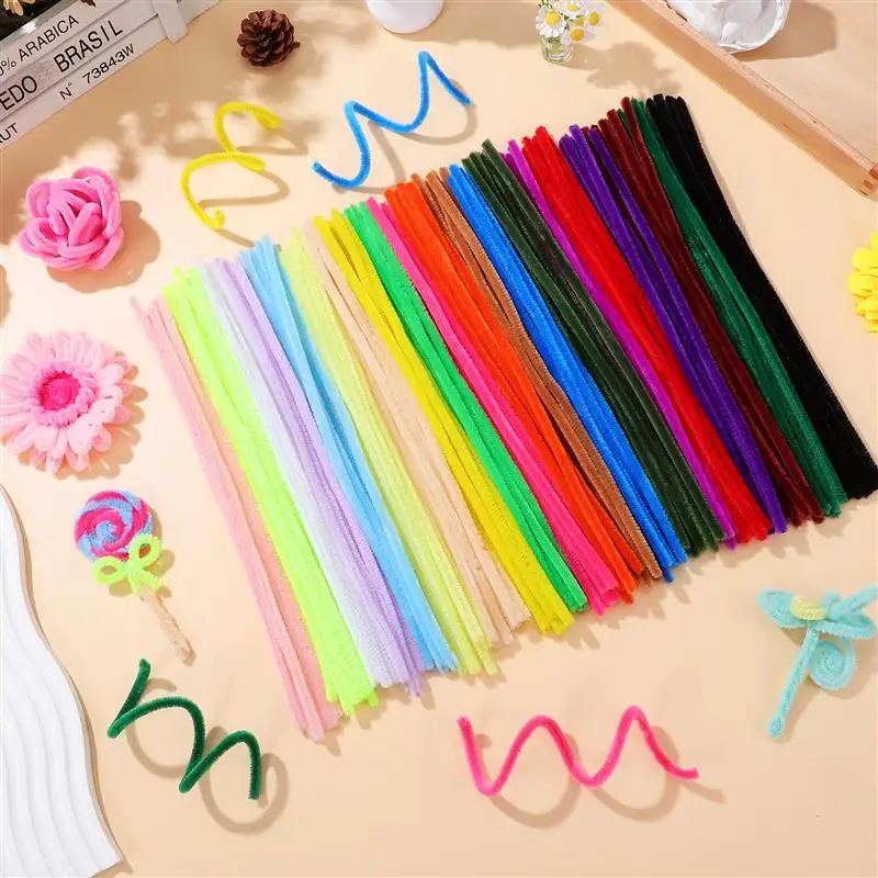 400 pcs Flexible Fuzzy Twisting Sticks Bendable Chenille Stems For DIY Crafts Handmade Flower Supplies