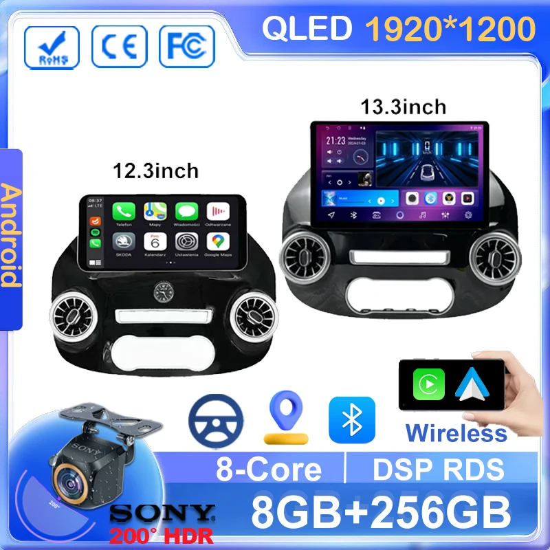 Фото 13 дюймовый Android 13 для Mercedes Vito W447 2014-2022 автомобильное радио 5G wifi стерео мультимедийный плеер GPS-навигация 1920*1200 7862 ЦП №1