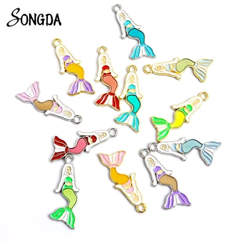 10Pcs lot Enamel Colorful Mermaid Charms for DIY Jewelry Makings Pendant Necklace Keychain Earrings Handmade Crafts