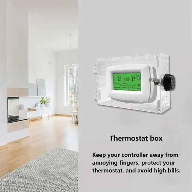 Termosztátvédő Átlátszó Termosztátrétegek Kulcsokkal Az Egész Termosztát -Eset Védelmi Őrének Otthoni Iskolájához - Image 4