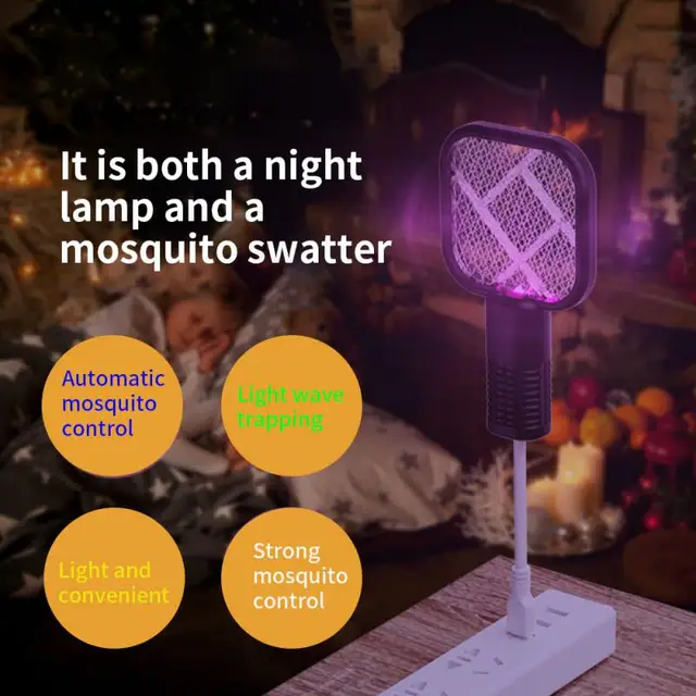 Fly Bug Zapper Elektromos Szúnyog Swatter Sütő Rovar Ütők Swatters Mosquitos Killer Trap Usb Outdoor - Image 6
