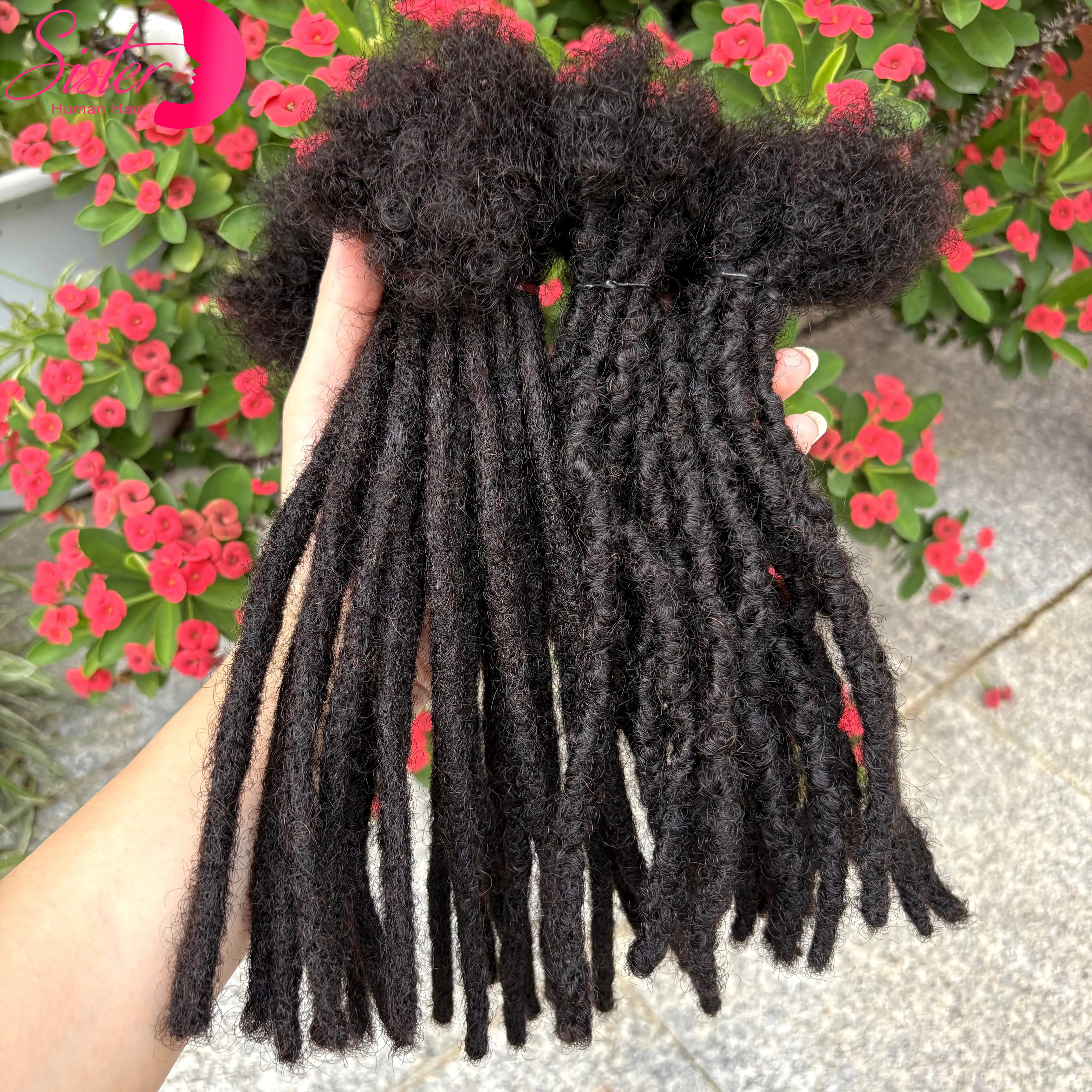 100% Human Hair Inter Loc Extensions 0.6cm Width 4-8 Inch 50 Strands Handmade Regular Dreadlock Extensions for Men Women Kids 1