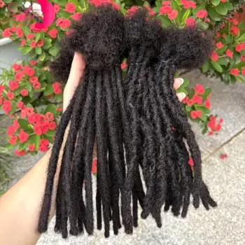 100% Human Hair Inter Loc Extensions 0.6cm Width 4-8 Inch 50 Strands Handmade Regular Dreadlock Extensions for Men Women Kids 1