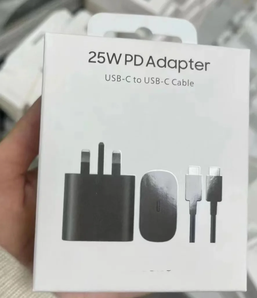 삼성 갤럭시 S22 S21 S20 용 초고속 충전기 전원 어댑터, USB C PD 벽 전원 어댑터, 박스 포함, 25W, 45W, EU, 영국, 미국, 10 개